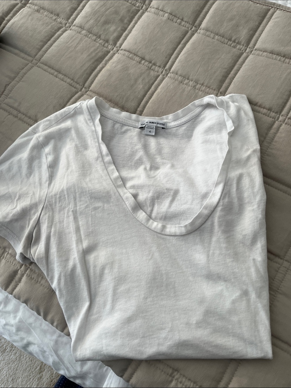 James Perse White Scoop Neck Tee Shirt